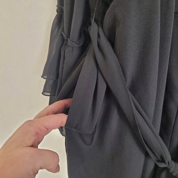 Rodarte x Universal Standards black ruffled wide leg jumpsuit Size 2XL Boho Glam - Picture 10 of 14